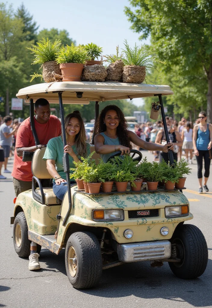 Golf Cart Parade Decorating Ideas to Stand Out in Style - 7. Eco-Friendly and Nature Inspired 1