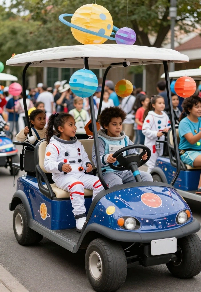 Golf Cart Parade Decorating Ideas to Stand Out in Style - 8. Space Adventure Theme 1