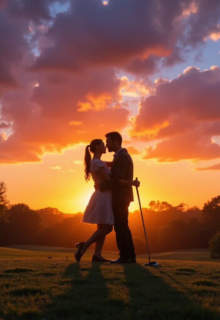 Golf Couple Photoshoot Ideas for the Sporty Duo - 7. Sunset Silhouettes 1