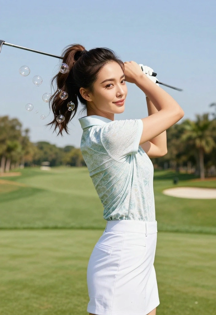 Golf Ponytail Ideas That Look Polished and Put Together - 4. Bubble Ponytail for a Fun Twist 1