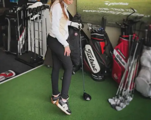 Golf Zip-Up & Leggings Outfit.
