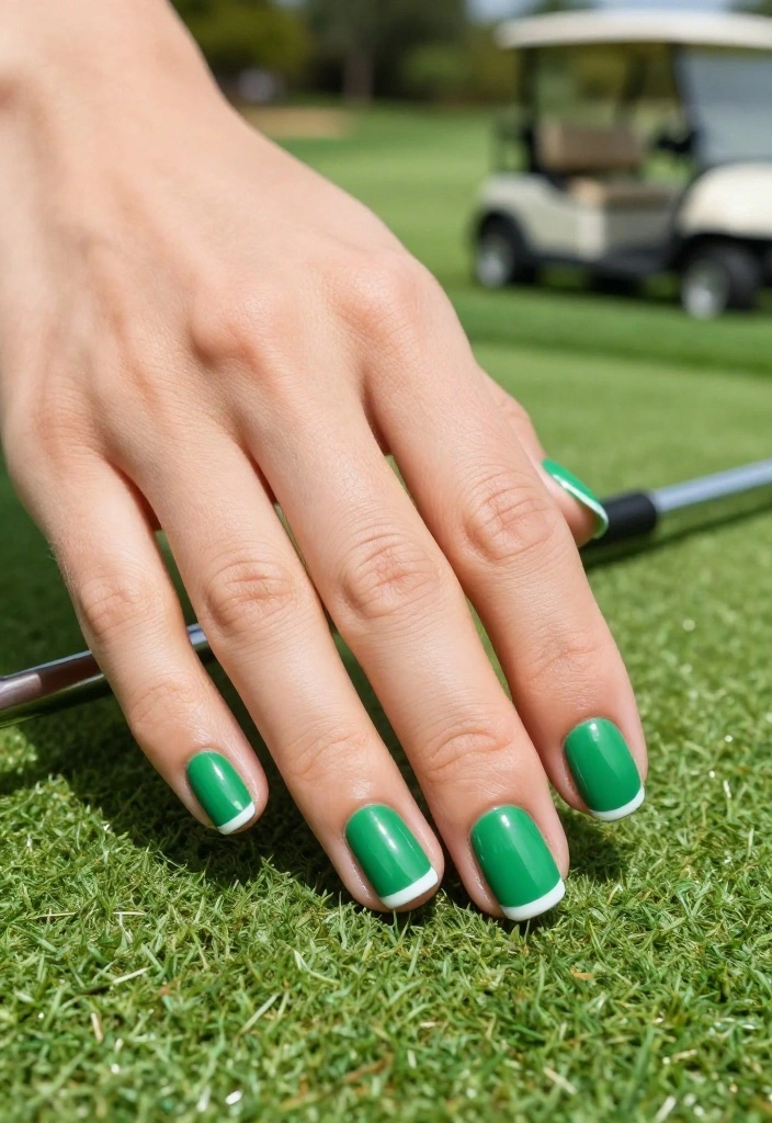 Green and White Golf Nail Designs for the Avid Golfer - 1. Fairway Stripes Delight 1