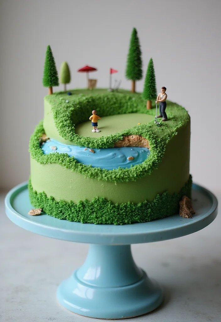 Masters Golf Cake Ideas Inspired by Augusta National - 6. Golf Course Scene Cake 1