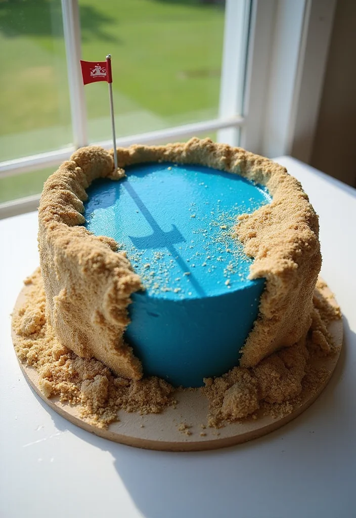 Masters Golf Cake Ideas Inspired by Augusta National - 8. The Water Hazard Cake 1