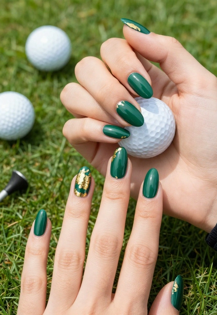 Masters Golf Nail Art Inspiration to Rock During Tournament Season - 1. Classic Green Elegance 1