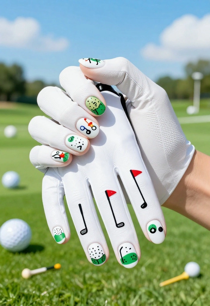 Masters Golf Nail Art Inspiration to Rock During Tournament Season - 2. Playful Golf Motifs 1