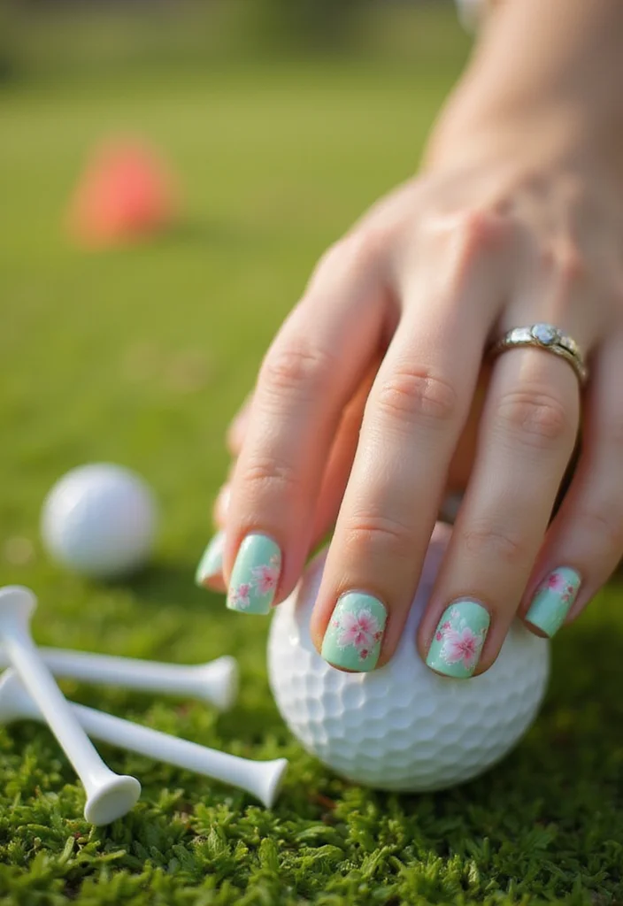 Masters Golf Nail Art Inspiration to Rock During Tournament Season - 3. Floral Fusion 1