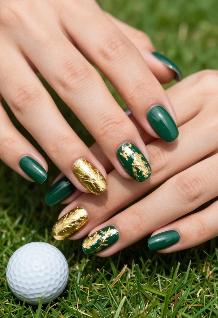 Masters Golf Nail Art Inspiration to Rock During Tournament Season - 5. Gold Foil Glam 1
