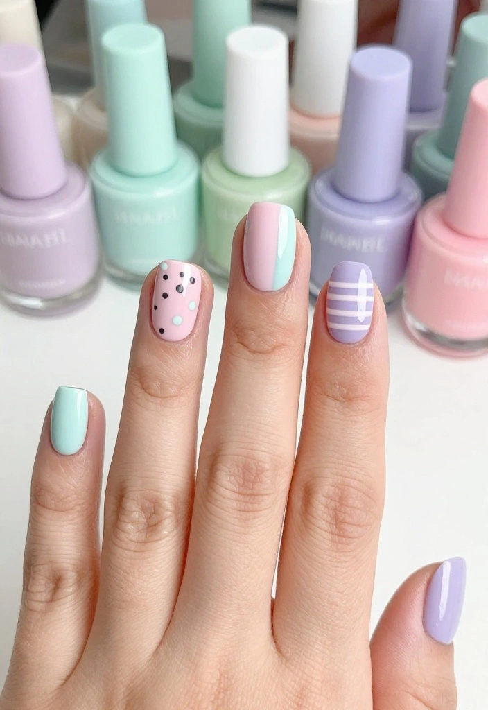 Short Nail Golf Designs That Are Clean and Chic - 10. Playful Pastel Combos 1