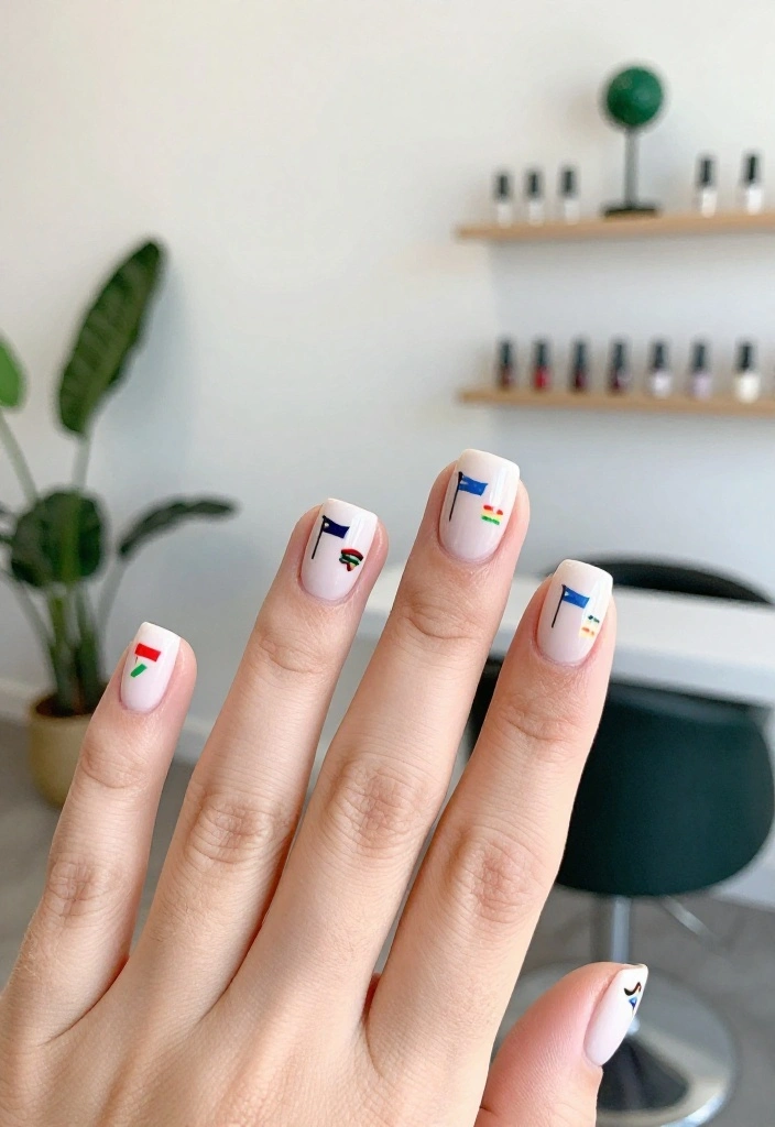Short Nail Golf Designs That Are Clean and Chic - 5. Tiny Flag Motifs 1