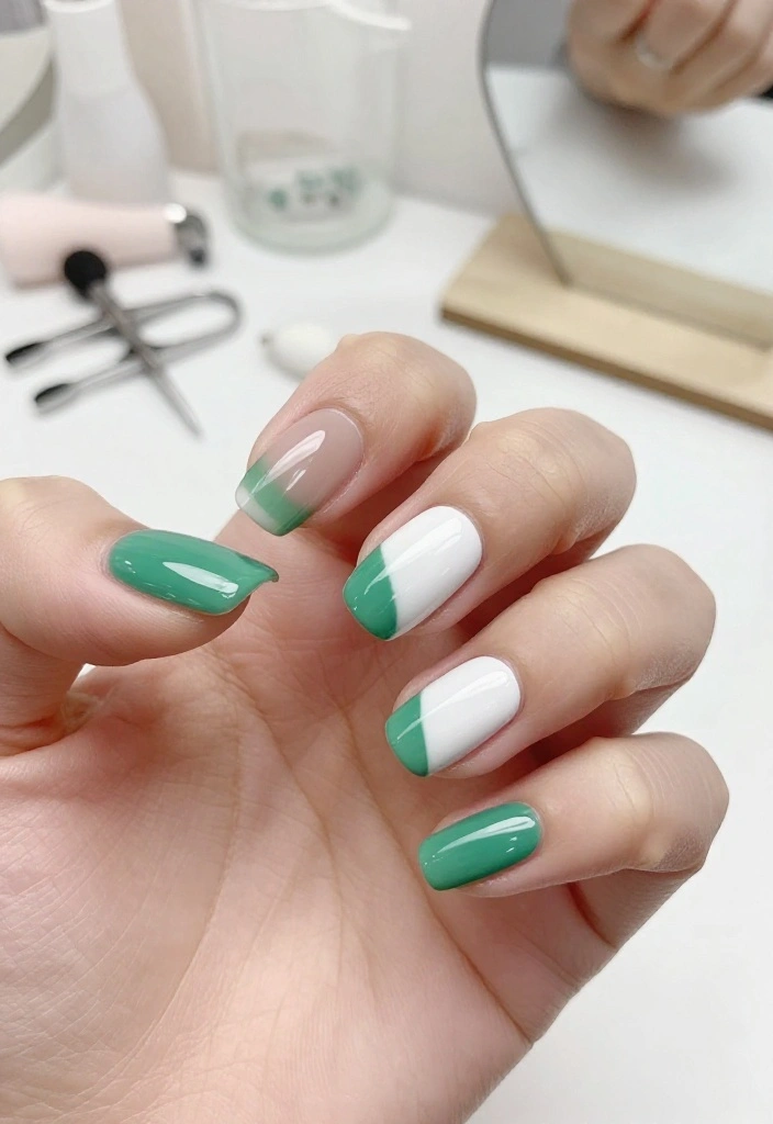 Short Nail Golf Designs That Are Clean and Chic - 7. Chic Two-Tone Designs 1