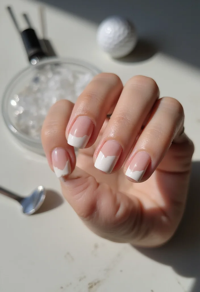 Short Nail Golf Designs That Are Clean and Chic - 9. Elegant Negative Space 1