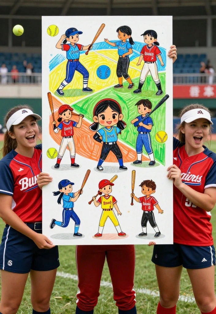 Softball Poster Ideas for Players: Creative Signs to Show Team Spirit - 8. Creative Hand Drawings 1