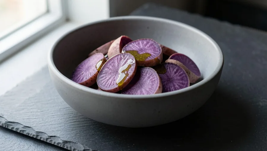 Cooked and Cooled Purple Potatoes