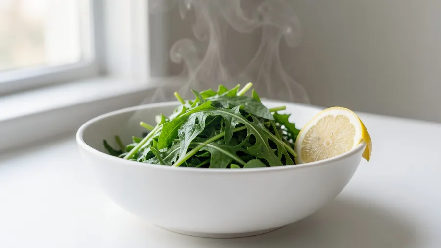 Steamed Bitter Dandelion Greens