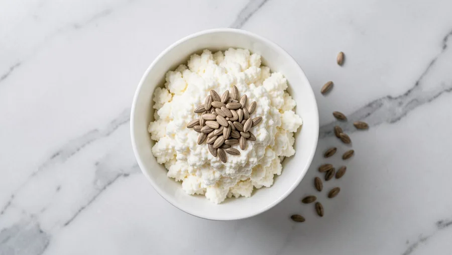 Cottage Cheese Swirled With Toasted Sunflower Seeds