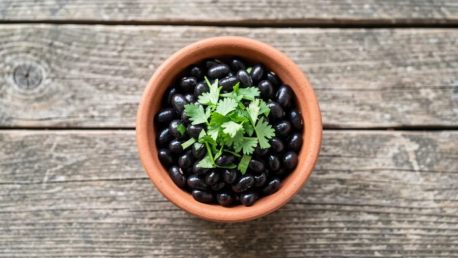 Black Beans Tossed With Fresh Cilantro Leaves