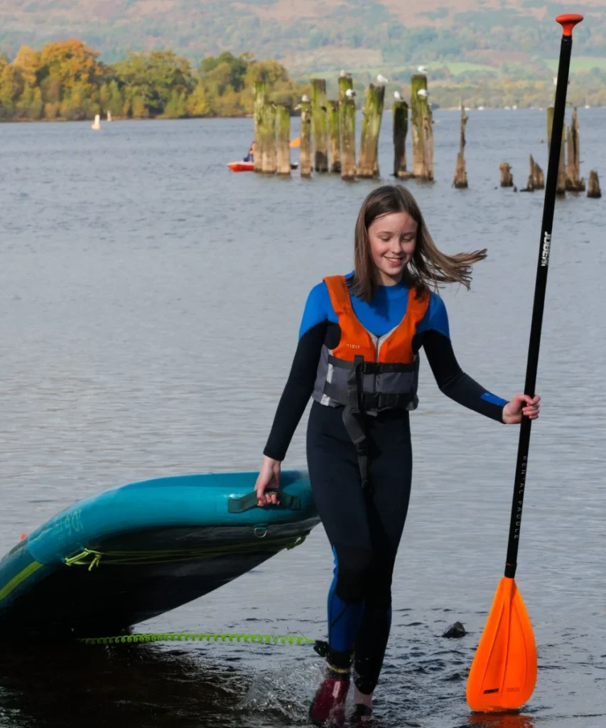 Blue Wetsuit and Orange Vest