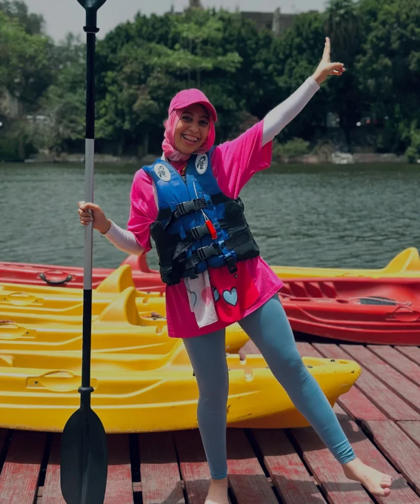 Pink Layered Top and Blue Safety Vest