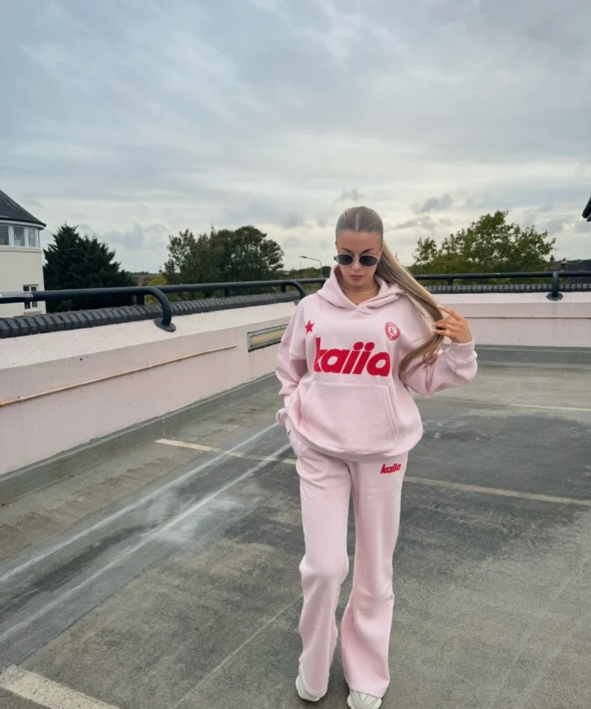 Light Pink Graphic Sweatpants Set
