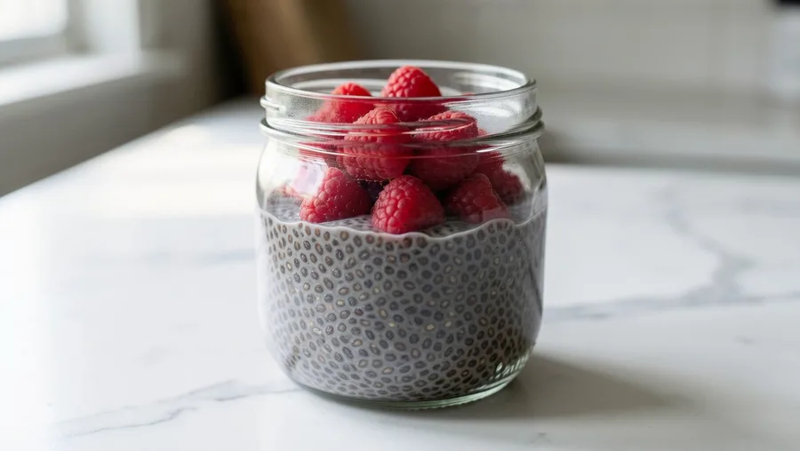 Overnight Chia Seed Pudding with Fresh Raspberries