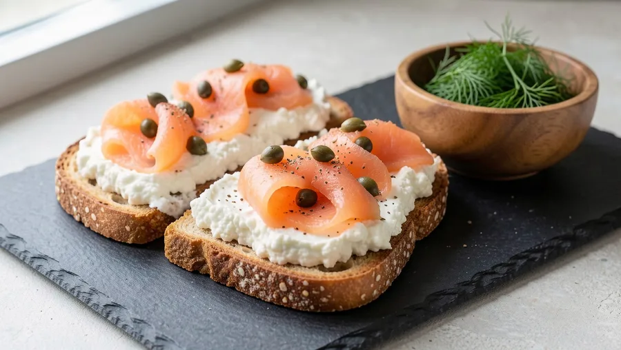 Savory Cottage Cheese Toast with Smoked Salmon