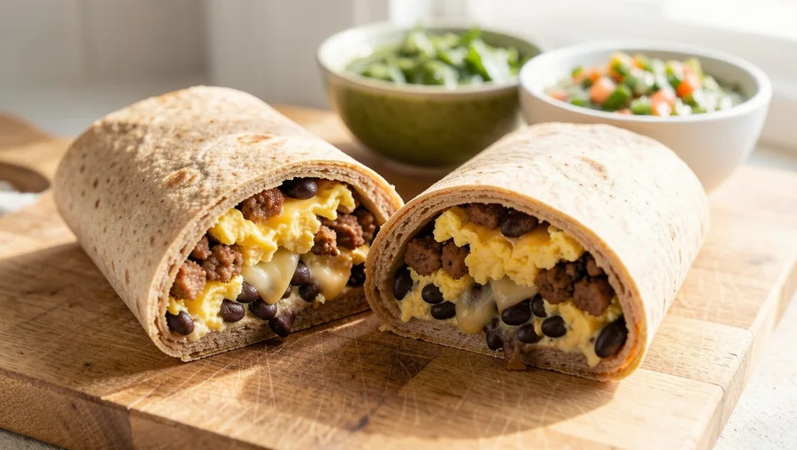 Turkey Sausage and Black Bean Breakfast Burrito