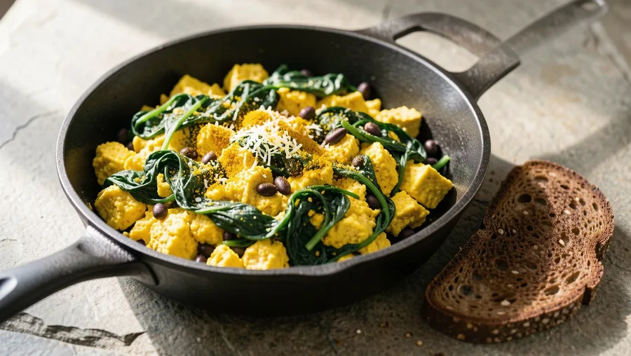 Tofu Scramble with Nutritional Yeast and Black Beans
